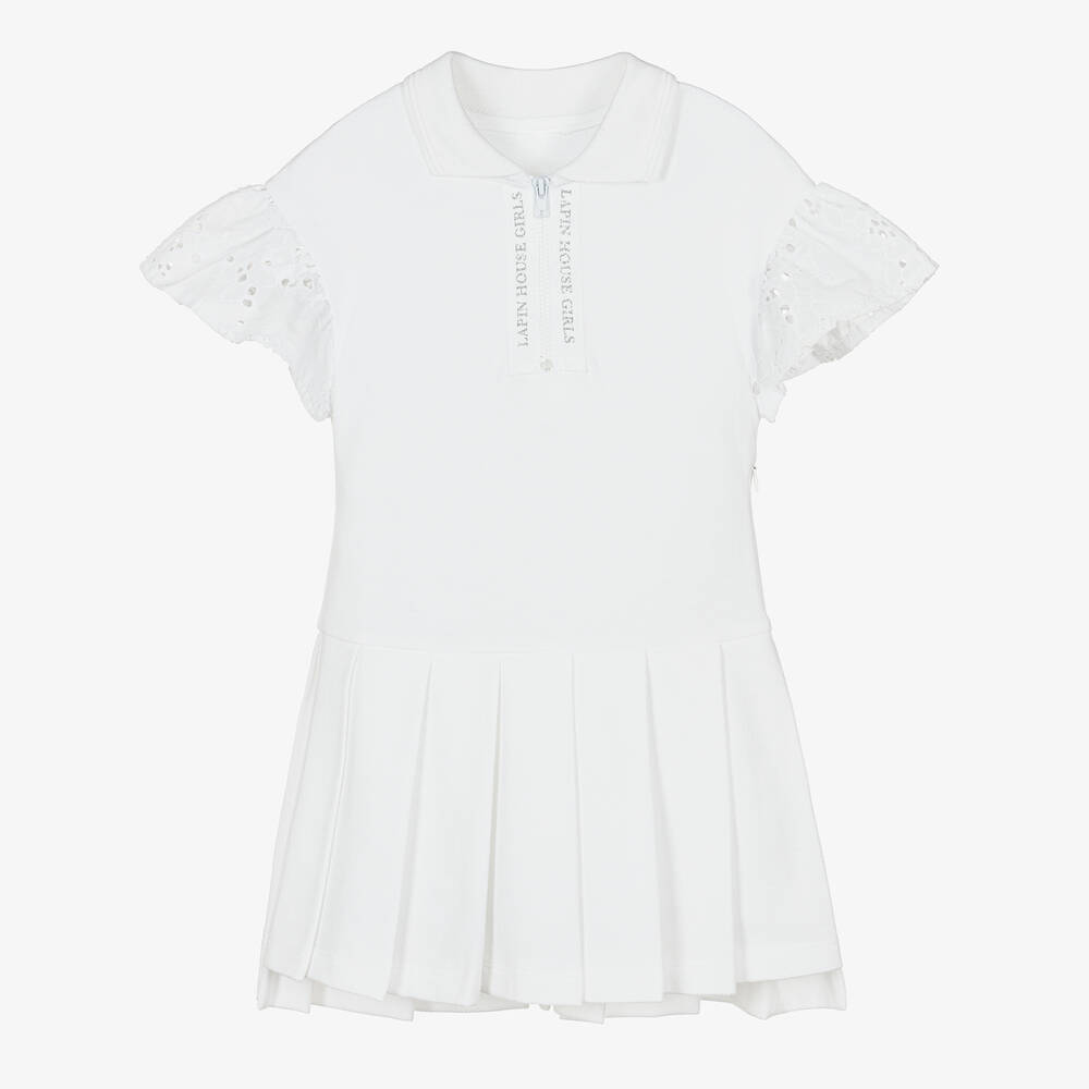 Lapin House - Girls White Cotton Piqué Tennis Dress | Childrensalon