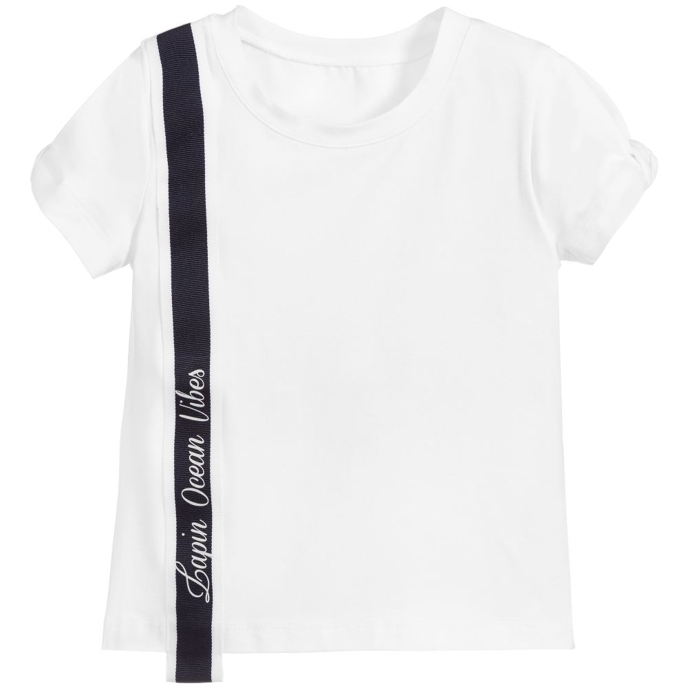 Lapin House - Girls White Cotton T-Shirt | Childrensalon