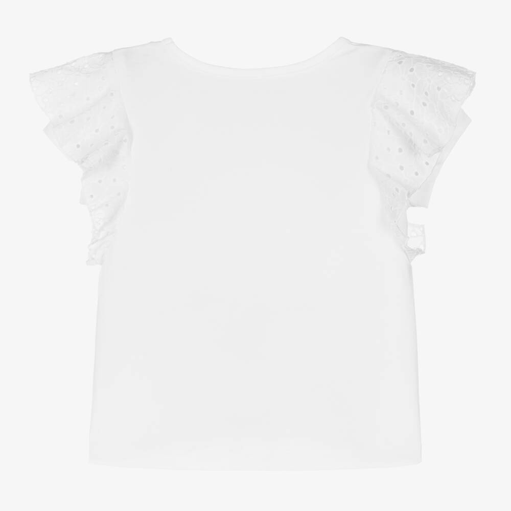 Lapin House-Белая хлопковая футболка для девочек | Childrensalon Outlet