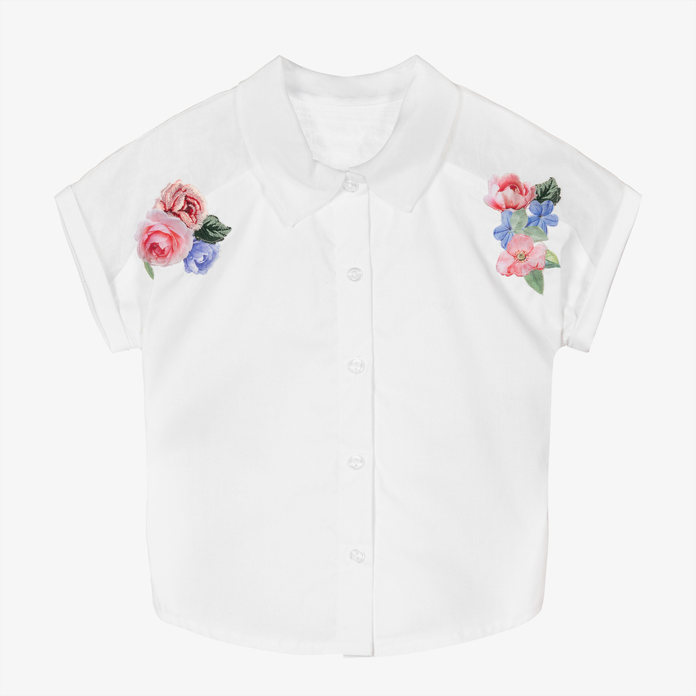 Lapin House - Белая блузка с вышивкой для девочек | Childrensalon