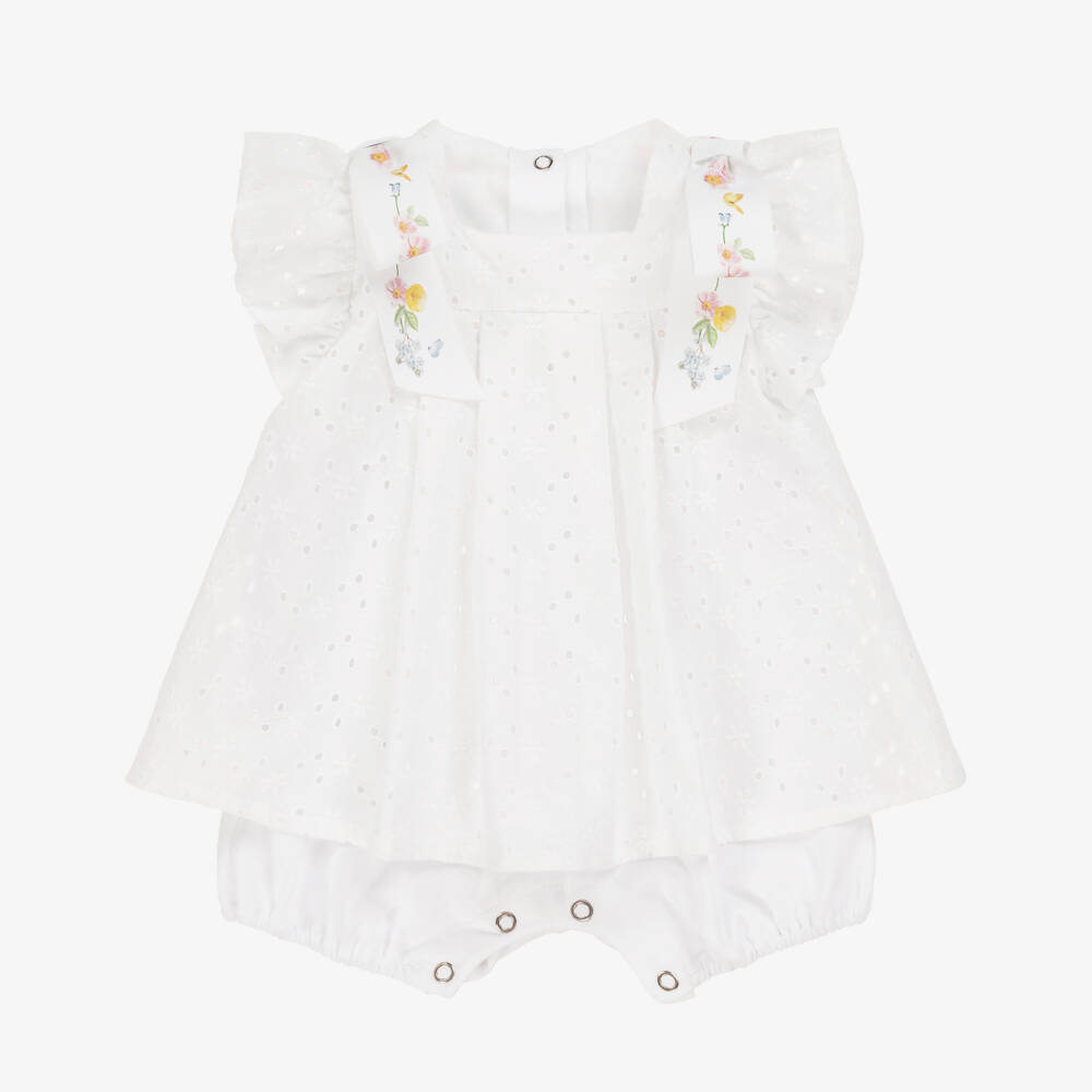 Lapin House-Белый ромпер с вышивкой для девочек | Childrensalon Outlet