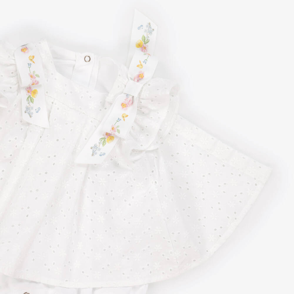 Lapin House-جمبسوت أبيض مزين بالثقوب للبنات | Childrensalon Outlet