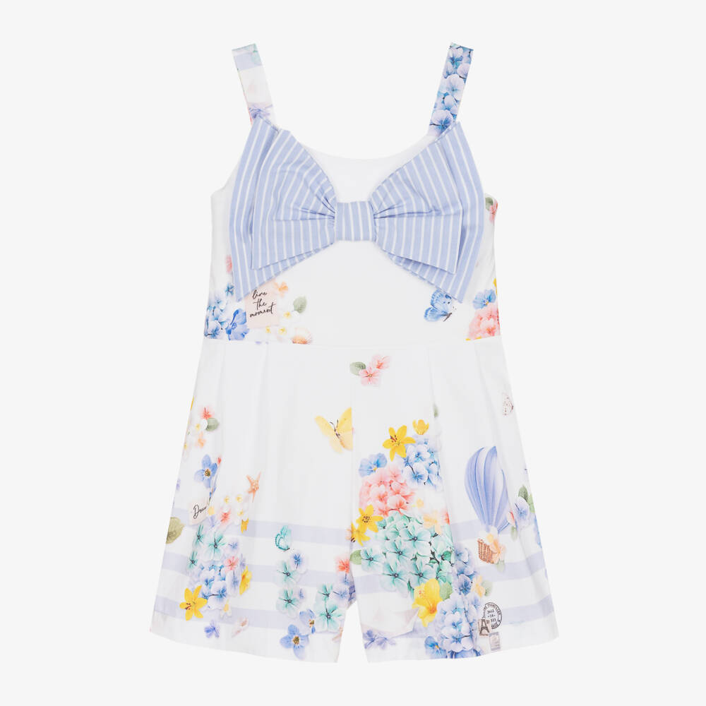 Lapin House-Girls White Floral Cotton Playsuit | Childrensalon Outlet