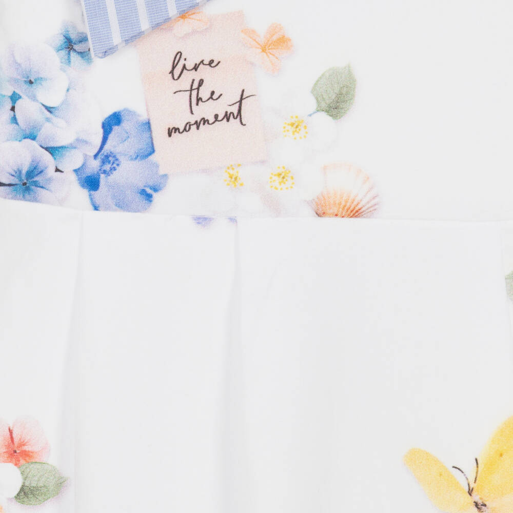 Lapin House-Girls White Floral Cotton Playsuit | Childrensalon Outlet
