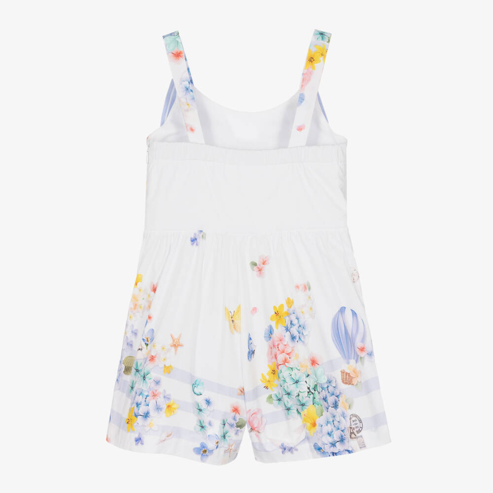 Lapin House-Girls White Floral Cotton Playsuit | Childrensalon Outlet
