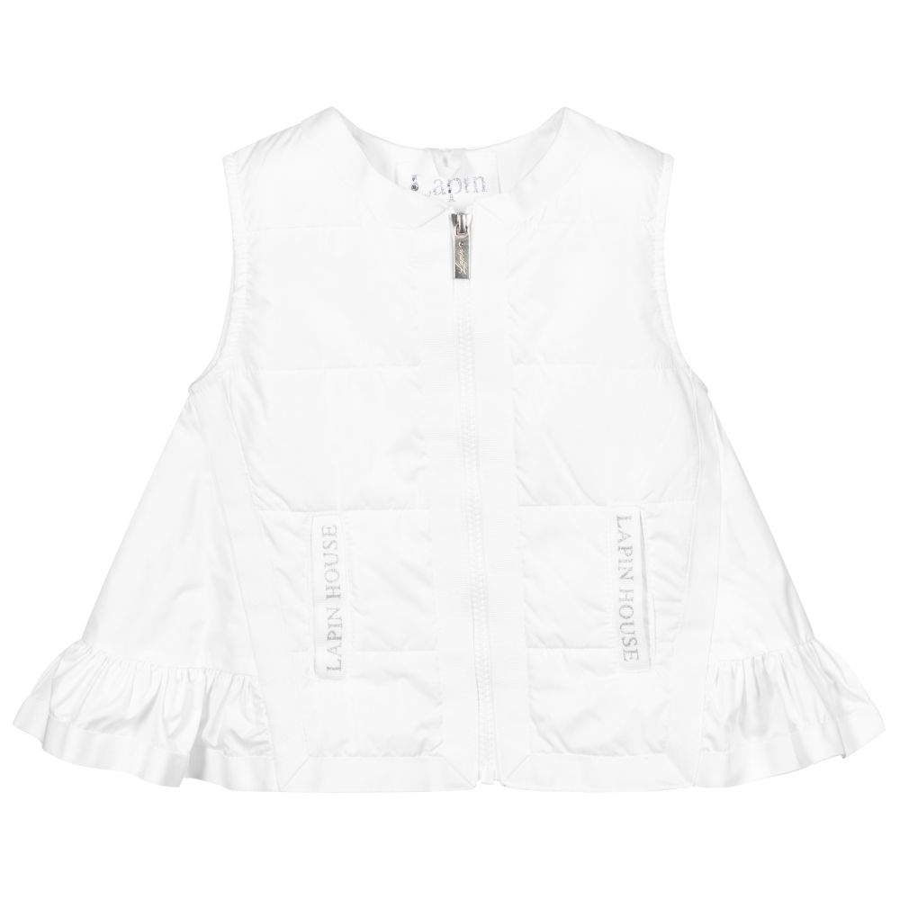 Lapin House - Girls White Gilet Jacket | Childrensalon