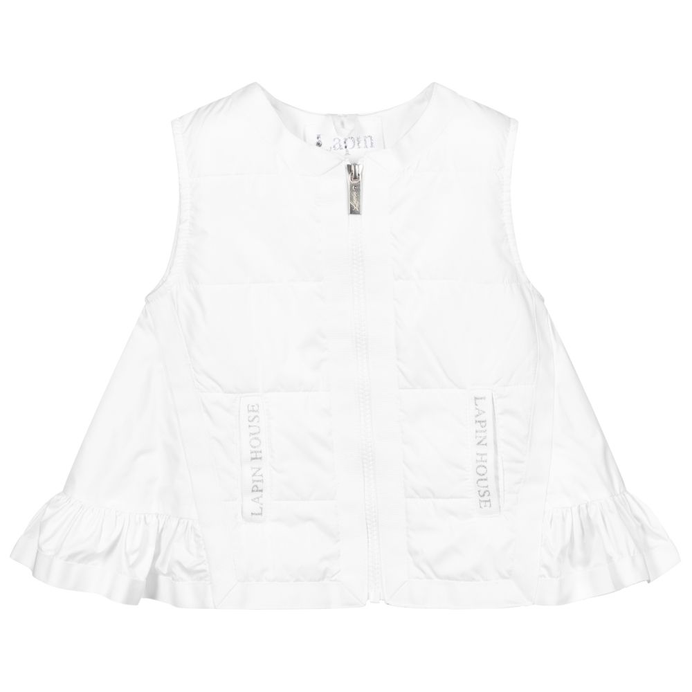 Lapin House-Girls White Gilet Jacket | Childrensalon Outlet