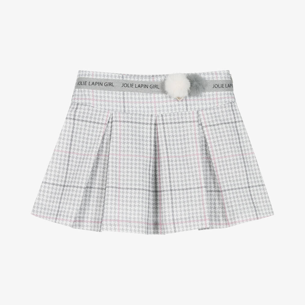 Lapin House - Girls White & Grey Cotton Houndstooth Skirt | Childrensalon