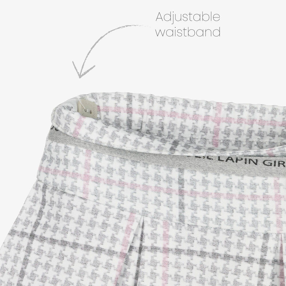 Lapin House-Girls White & Grey Cotton Houndstooth Skirt | Childrensalon Outlet