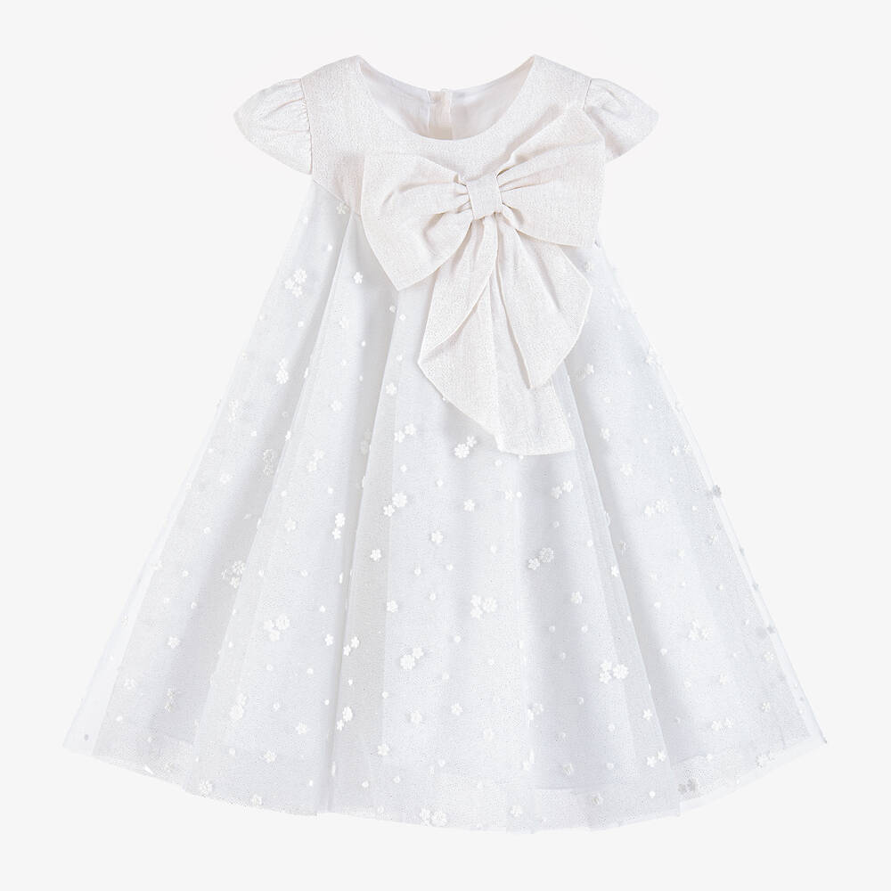 Lapin House - Girls White & Ivory Sparkle Tulle Dress | Childrensalon