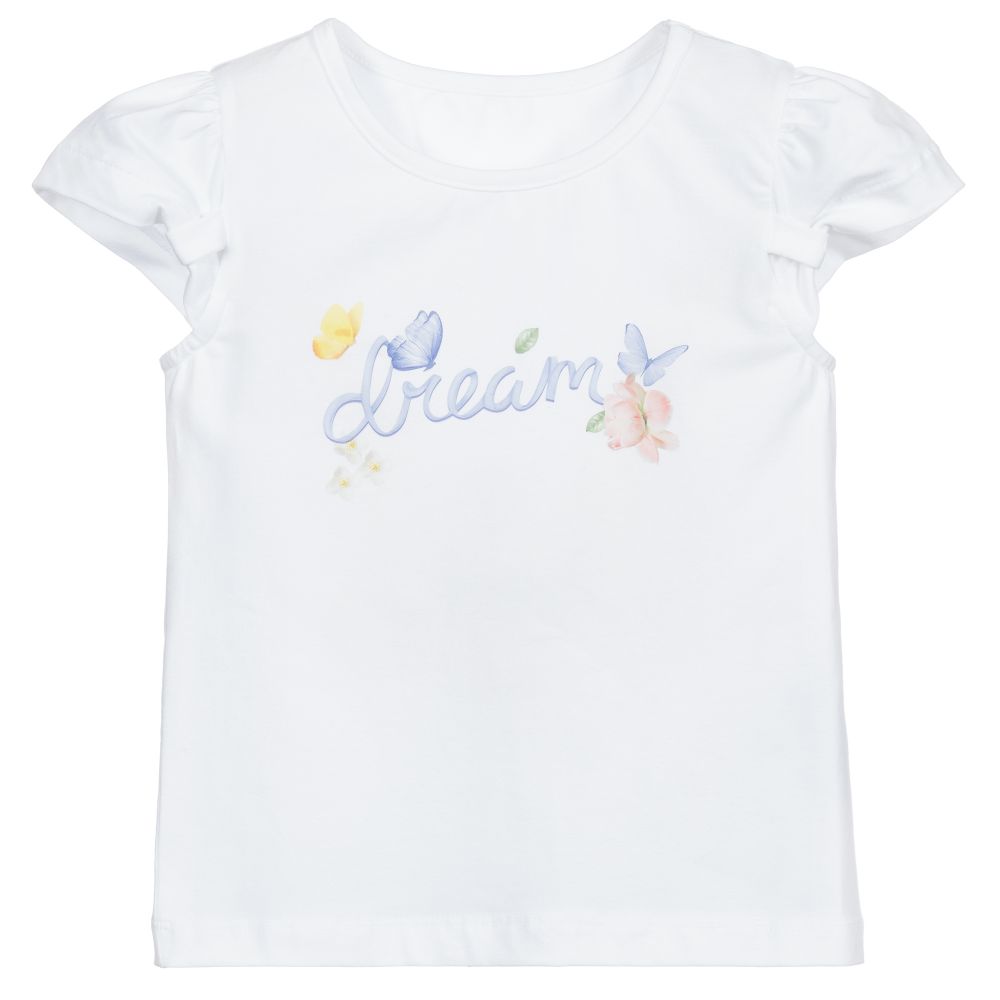 Lapin House - Girls White Logo T-Shirt | Childrensalon