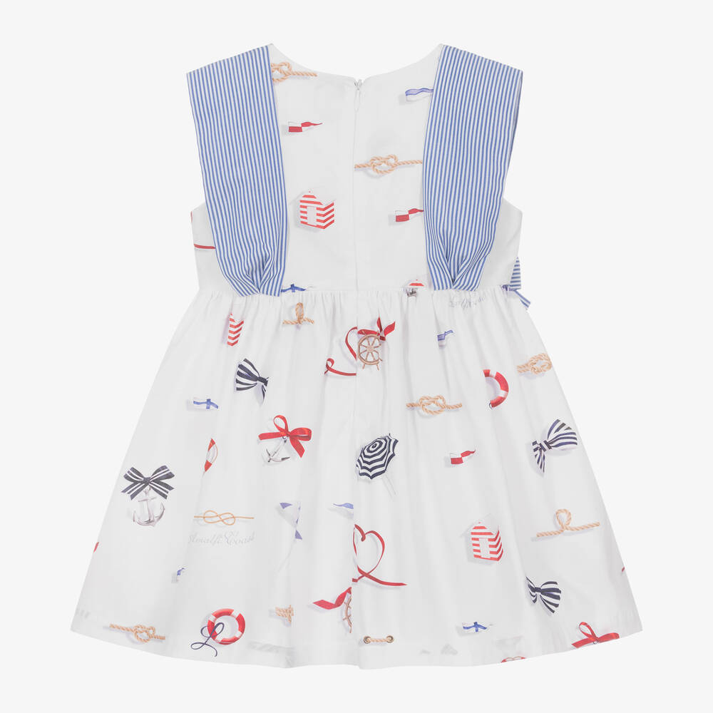 Lapin House-Girls White Nautical Cotton Poplin Dress | Childrensalon Outlet