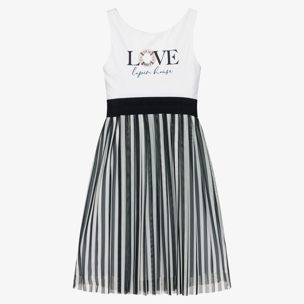 Lapin House - Girls White Nautical Striped Dress | Childrensalon