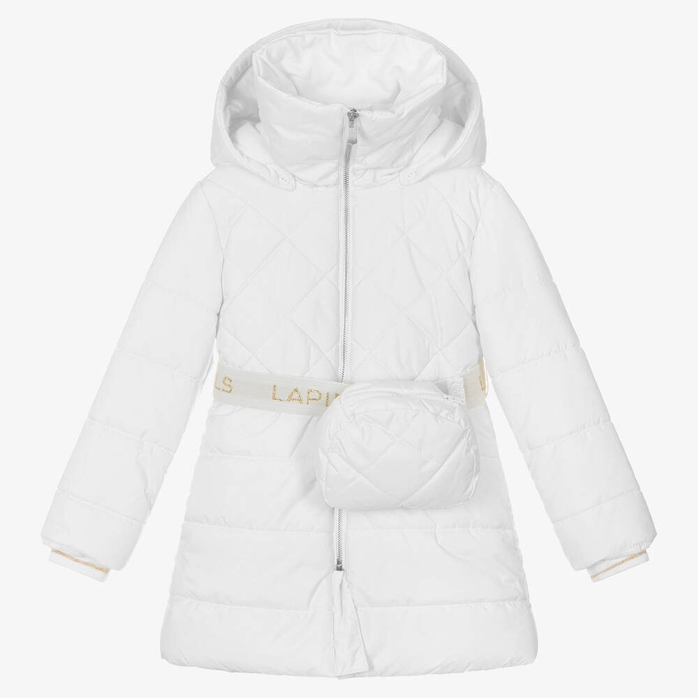 Lapin House - Girls White Padded Puffer Coat | Childrensalon