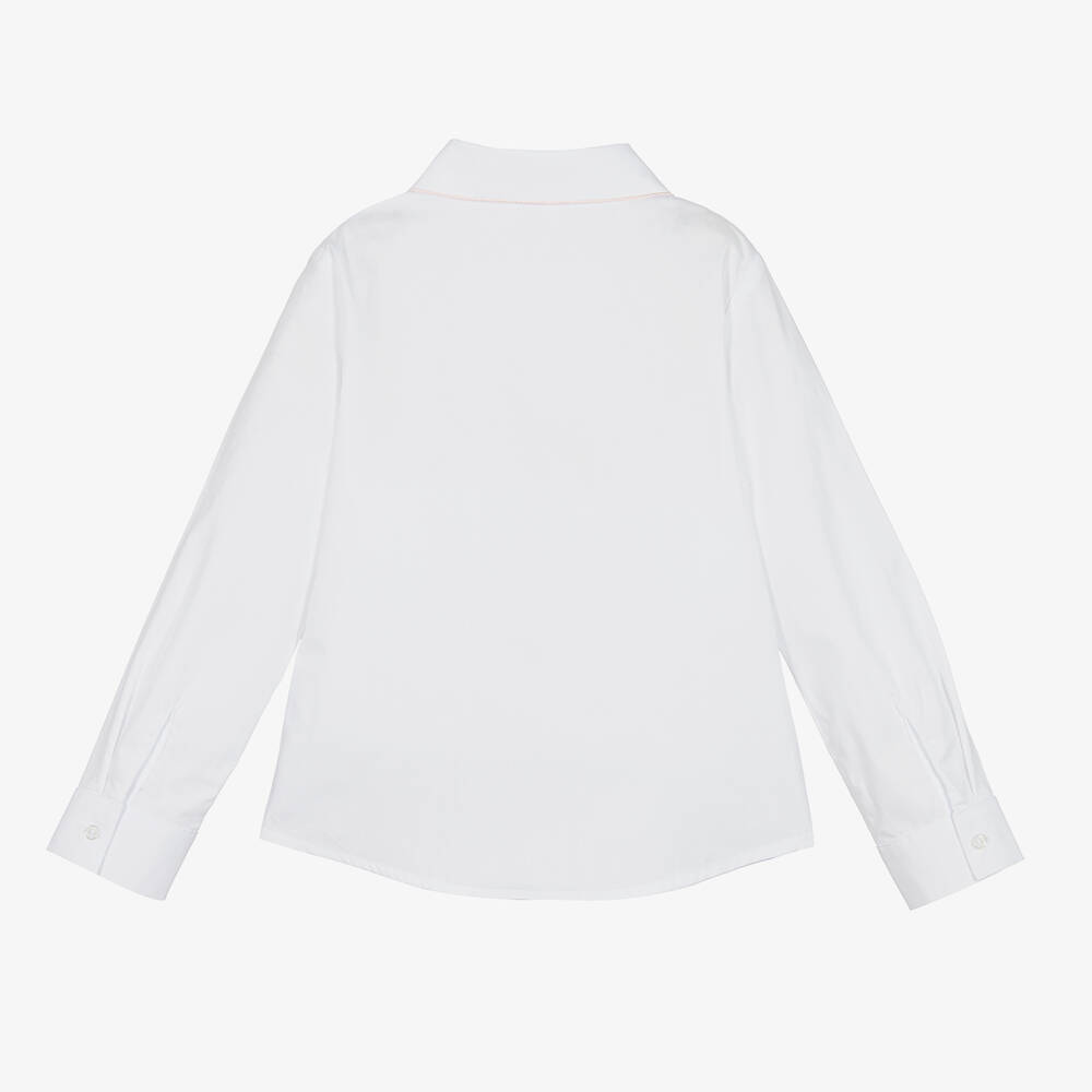 Lapin House-بلوز قطن بوبلين لون أبيض وزهري للبنات | Childrensalon Outlet