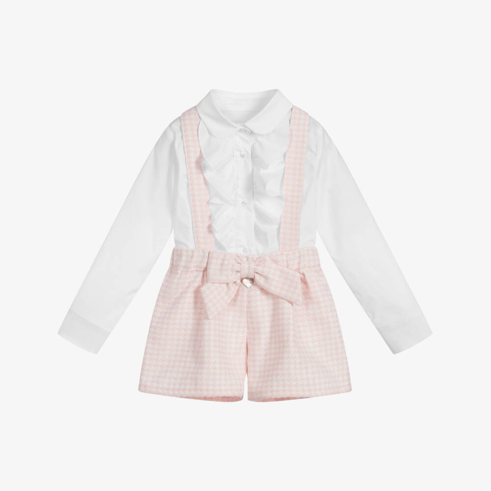Lapin House-Белый комплект с розовыми шортами для девочек | Childrensalon Outlet