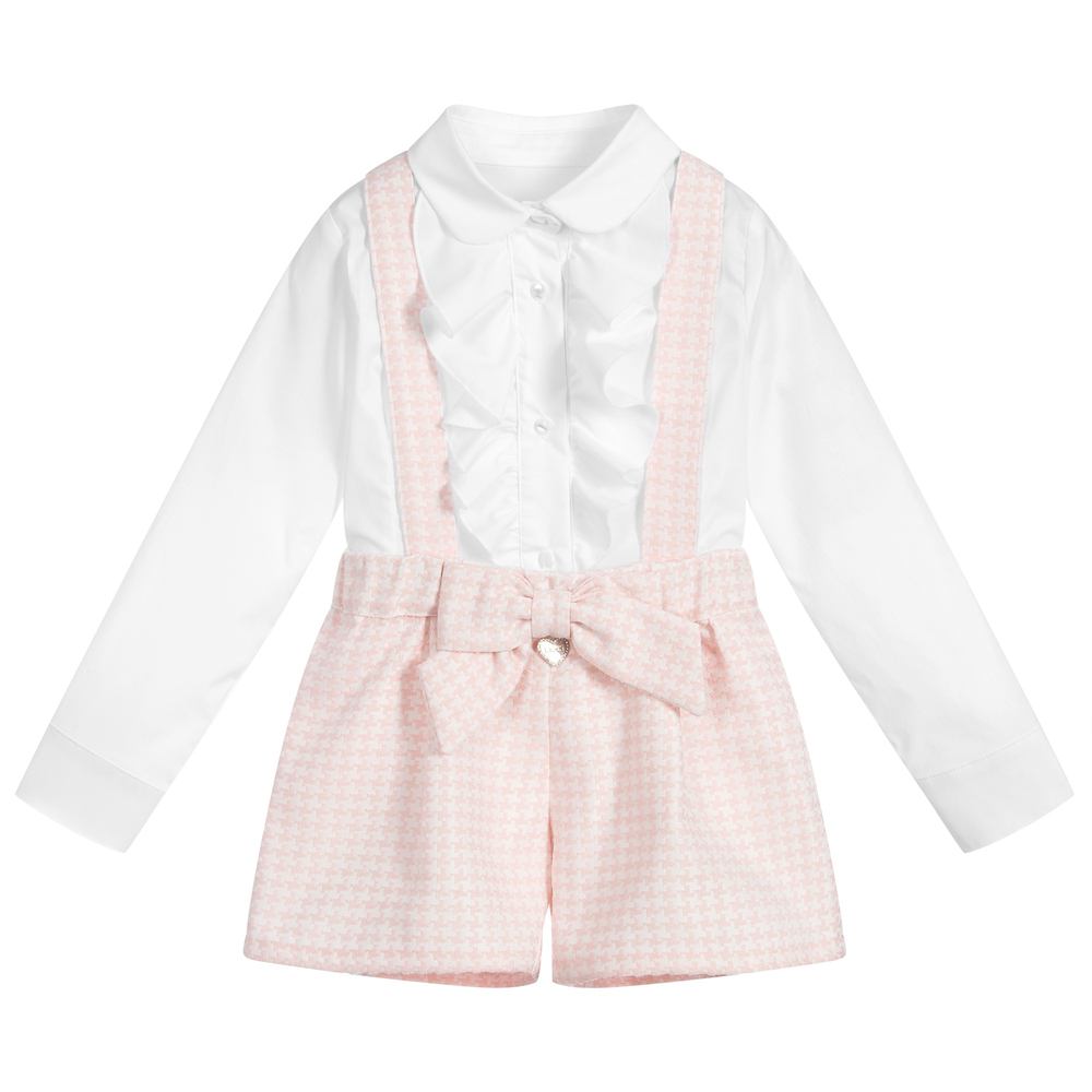 Lapin House - Ensemble short blanc et rose Fille | Childrensalon