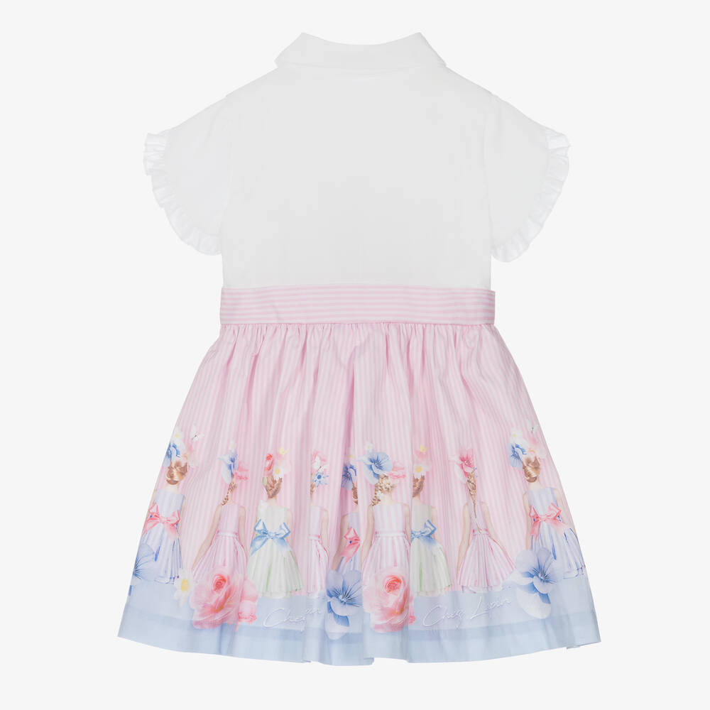 Lapin House-Girls White & Pink Stripe Dress | Childrensalon Outlet