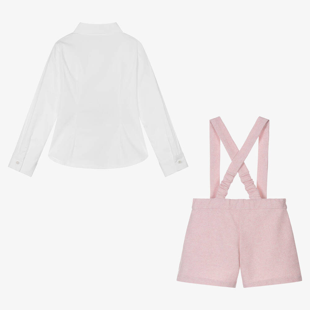 Lapin House-Girls White & Pink Woven Shorts Set | Childrensalon Outlet
