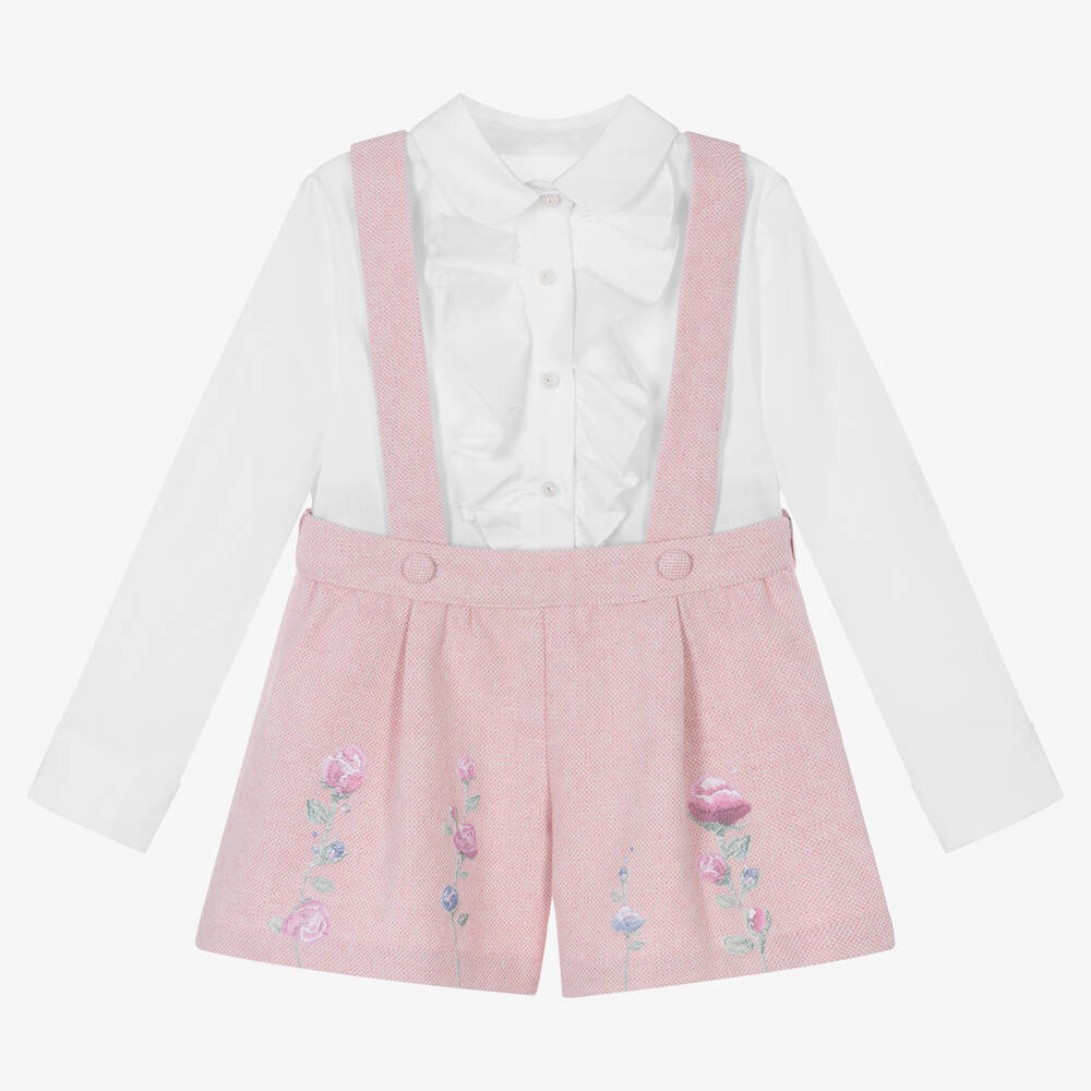 Lapin House-Белая рубашка и розовые тканые шорты | Childrensalon Outlet
