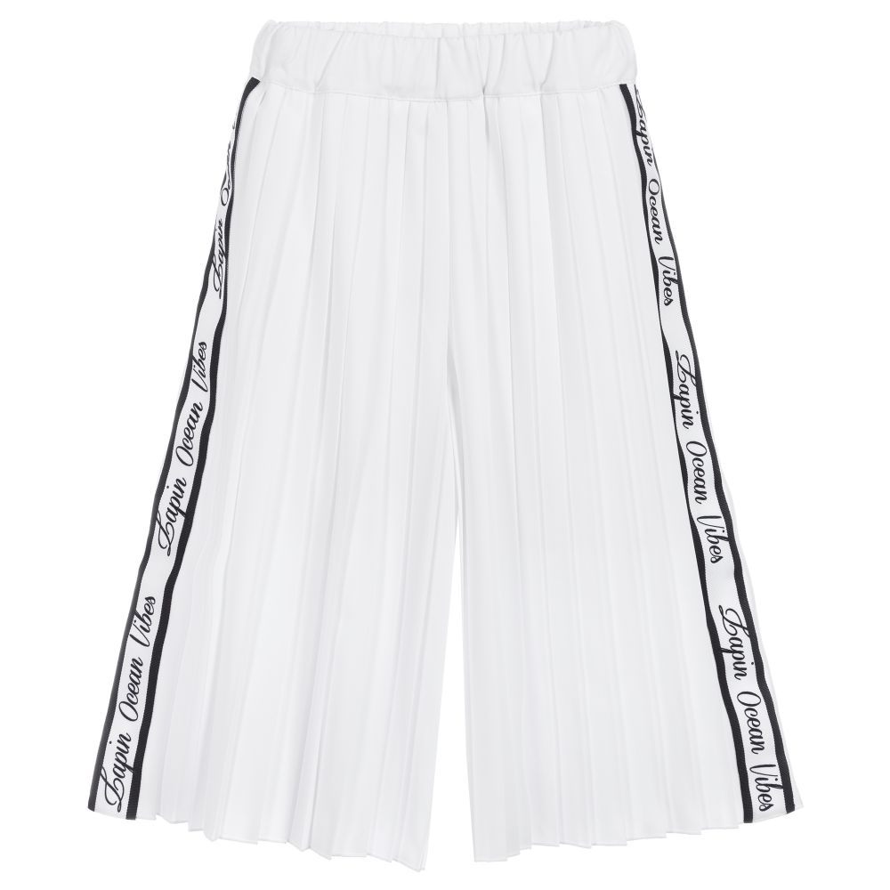 Lapin House - Girls White Pleated Trousers | Childrensalon