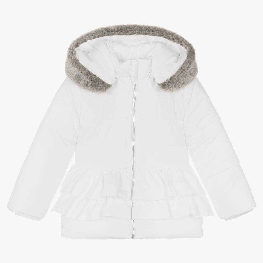 Lapin House - Girls White Puffer Coat | Childrensalon
