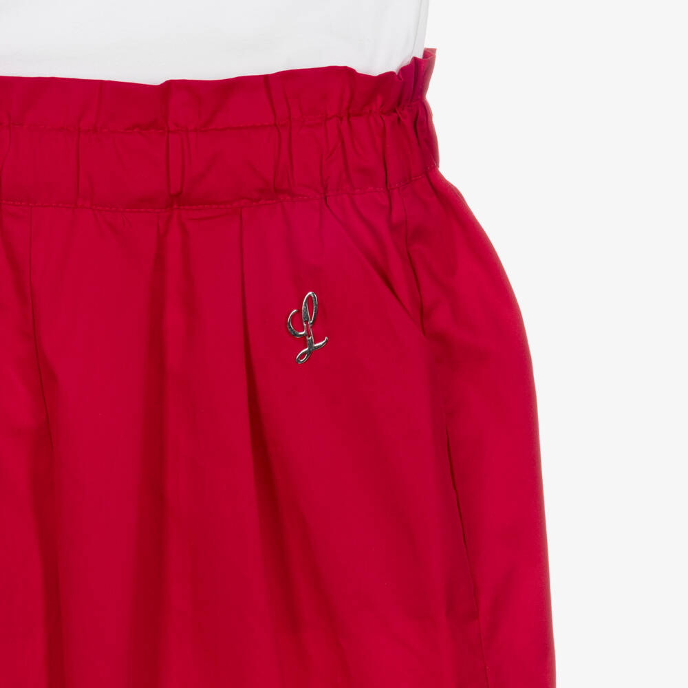 Lapin House-Girls White & Red Cotton Trouser Set | Childrensalon Outlet
