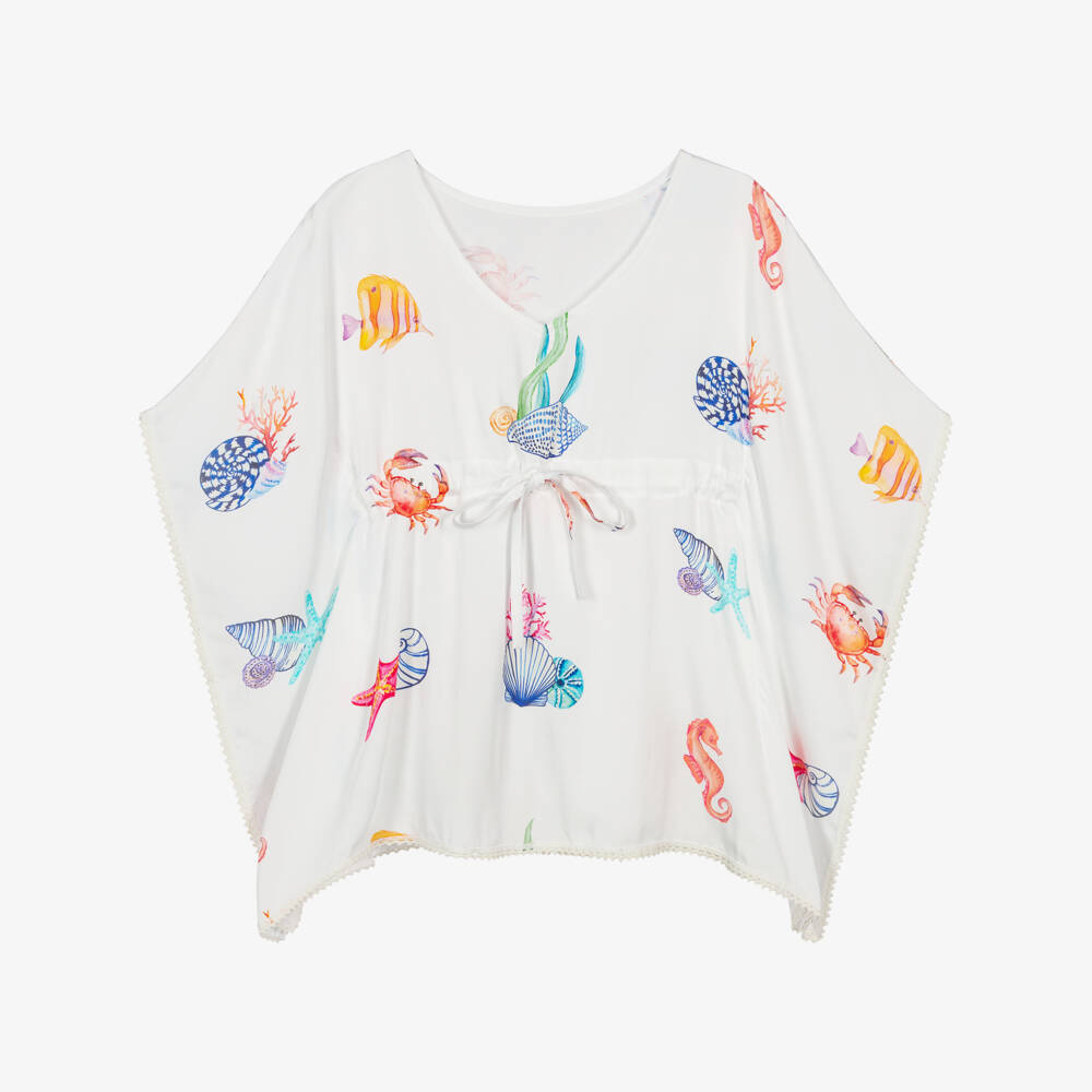 Lapin House-Girls White Sea Life Poncho Blouse | Childrensalon Outlet