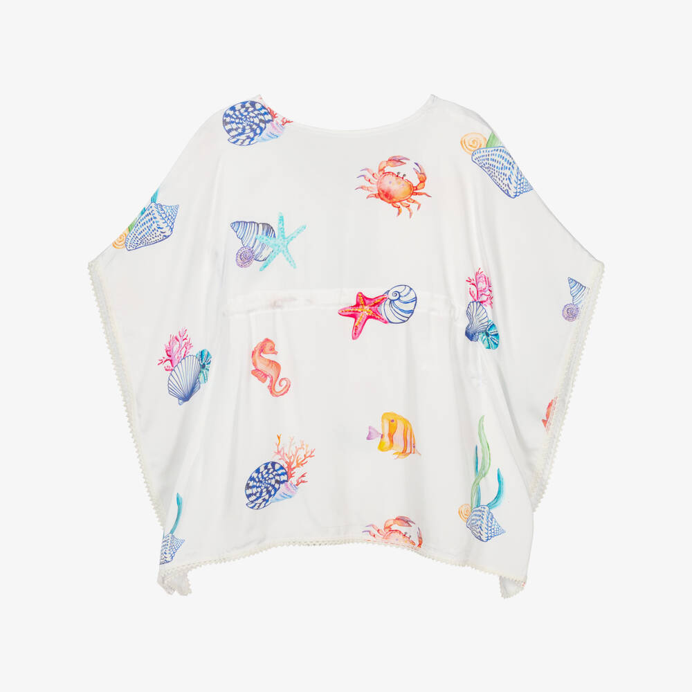 Lapin House-Girls White Sea Life Poncho Blouse | Childrensalon Outlet