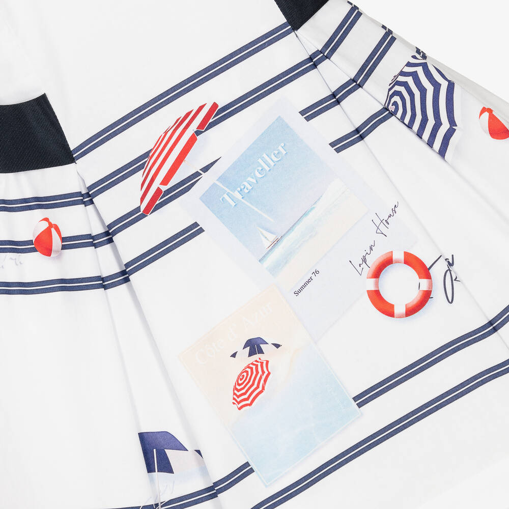 Lapin House-Girls White Seaside Print Dress | Childrensalon Outlet