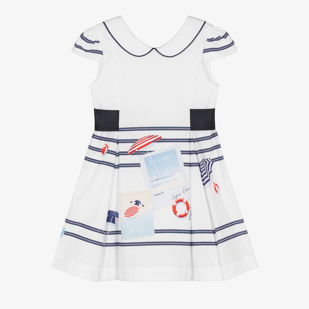 Lapin House - Girls White Seaside Print Dress | Childrensalon