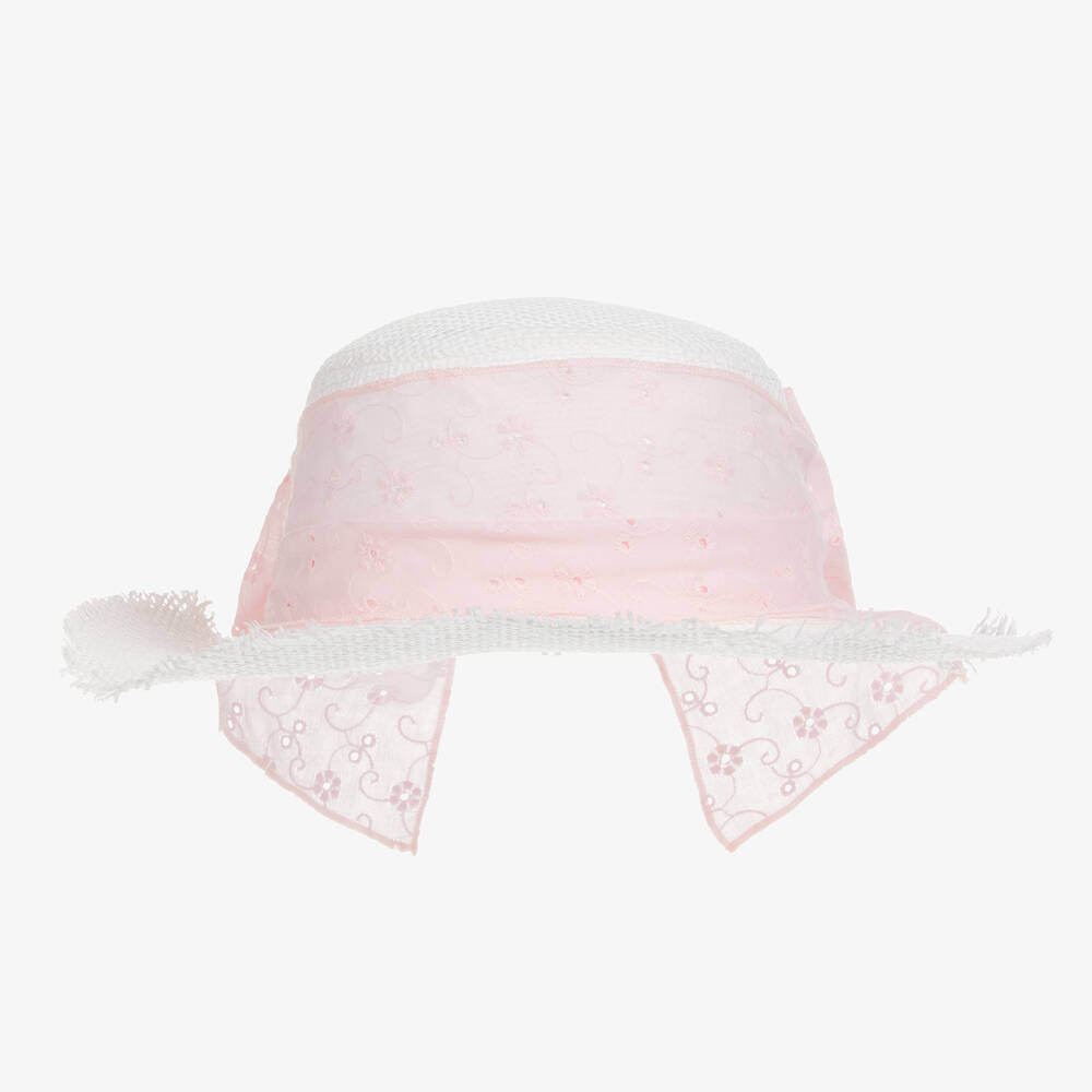 Lapin House - قبعة قش لون أبيض للمولودات  | Childrensalon