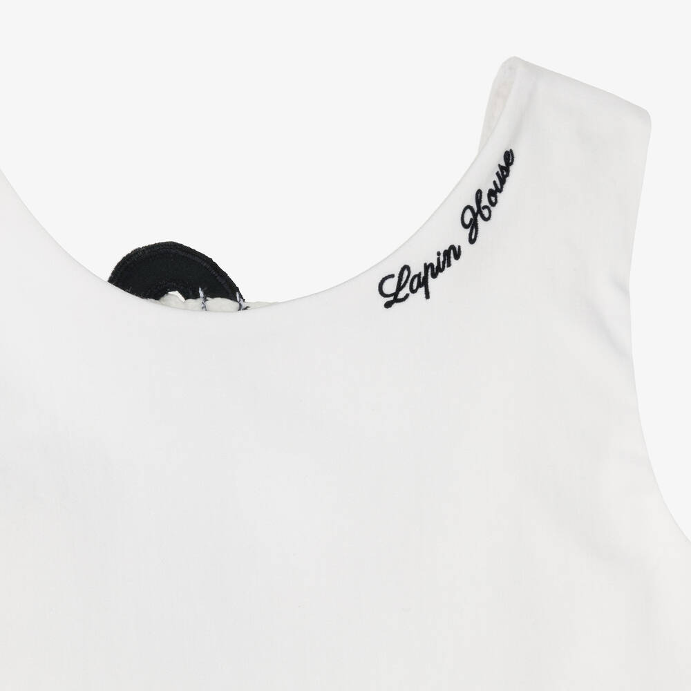 Lapin House-Белое хлопковое платье с полосками для девочек | Childrensalon Outlet