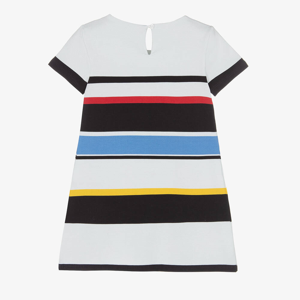 Lapin House-Girls White Striped Cotton Jersey Dress | Childrensalon Outlet