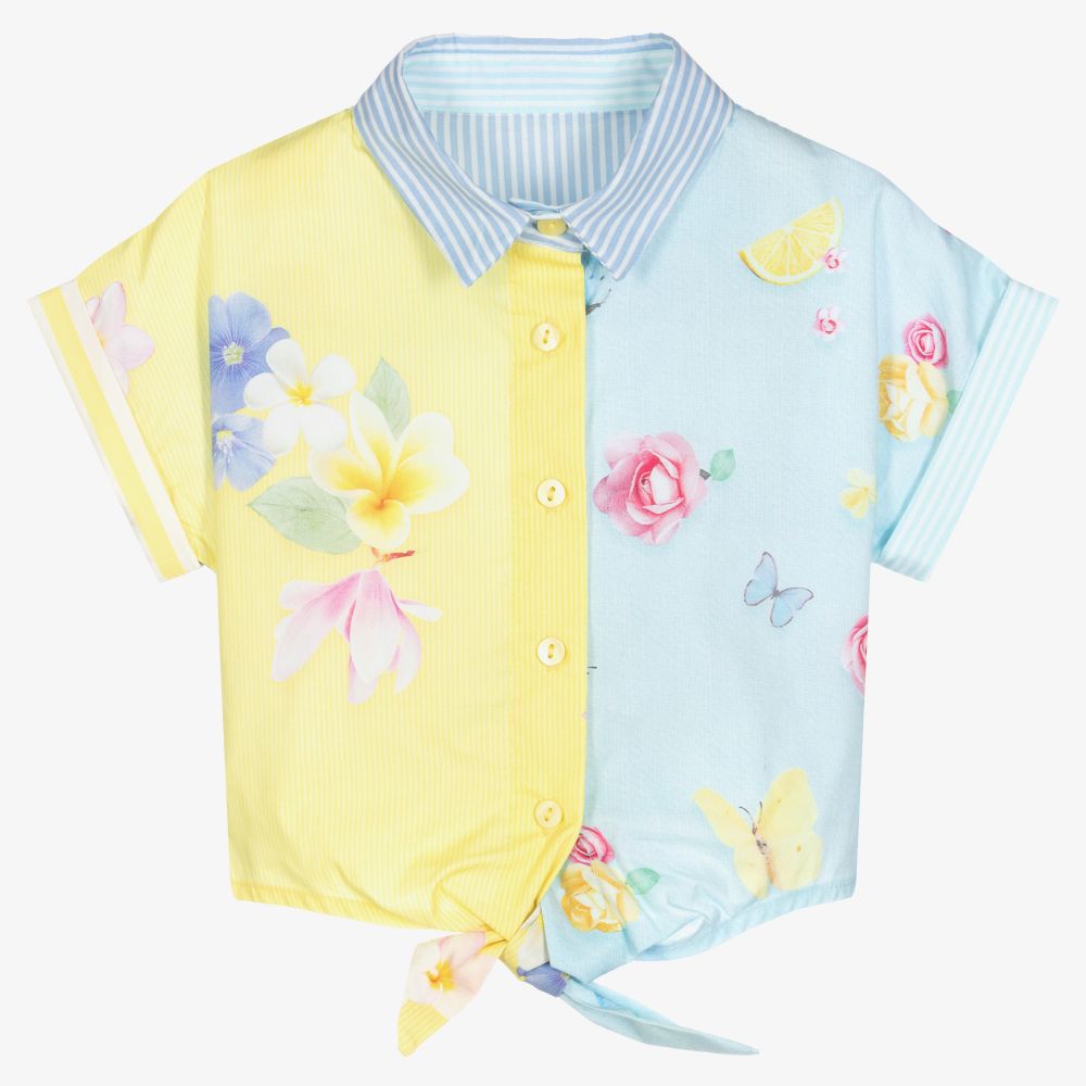Lapin House - Желто-голубая блузка для девочек | Childrensalon