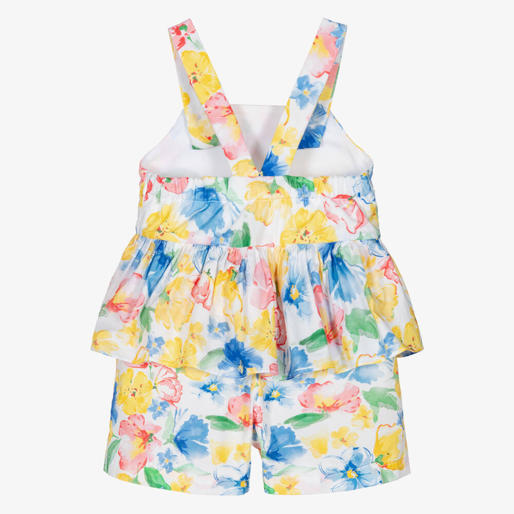 Lapin House-Girls Yellow & Blue Cotton Floral Playsuit | Childrensalon Outlet