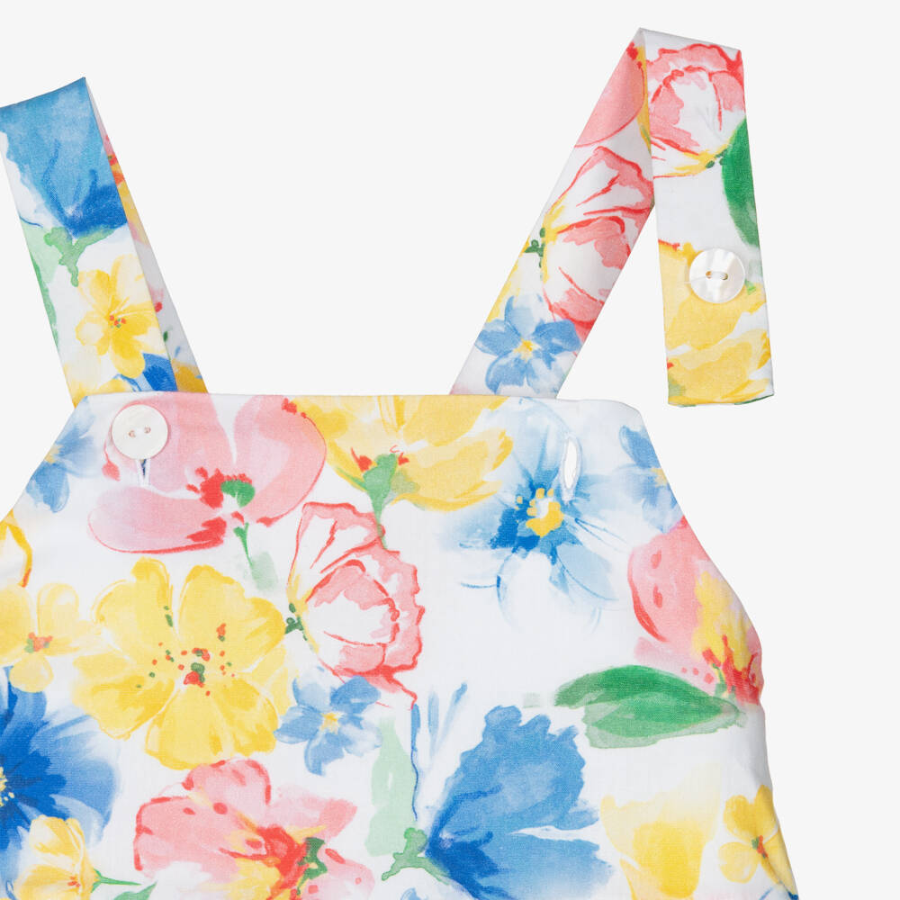 Lapin House-Girls Yellow & Blue Cotton Floral Playsuit | Childrensalon Outlet