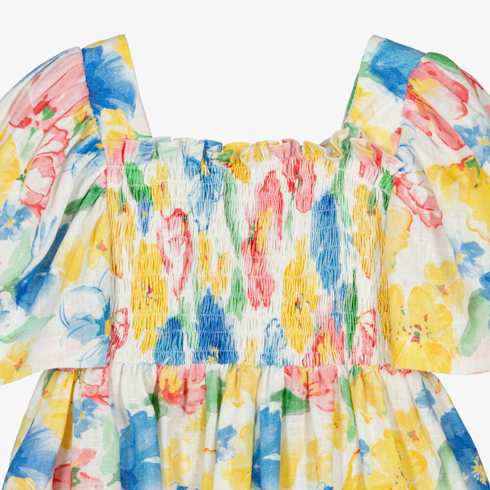 Lapin House-Girls Yellow & Blue Floral Dress | Childrensalon Outlet