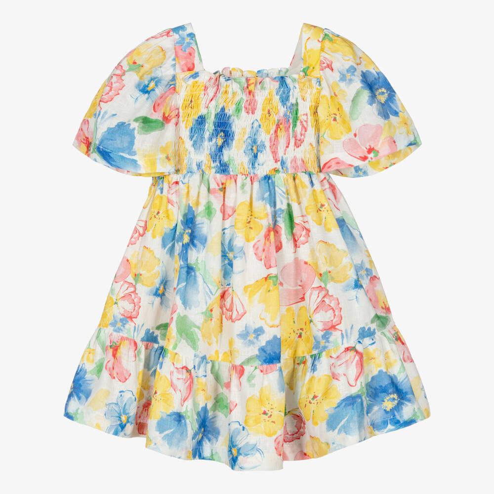 Lapin House-Girls Yellow & Blue Floral Dress | Childrensalon Outlet