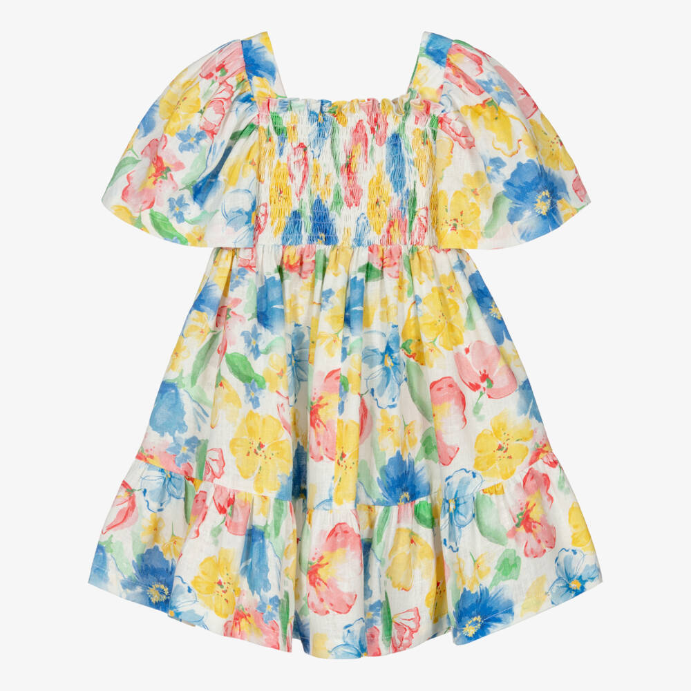 Lapin House-Girls Yellow & Blue Floral Dress | Childrensalon Outlet