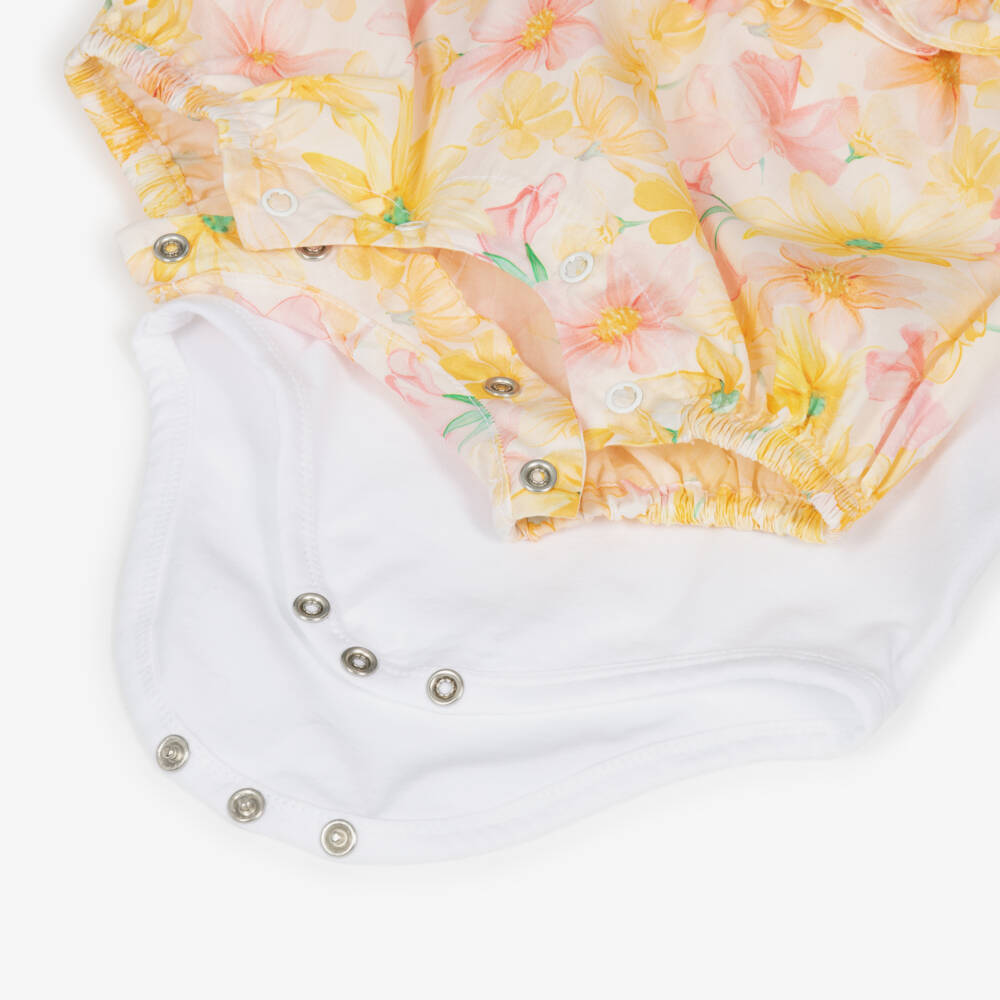 Lapin House-Girls Yellow Cotton Floral Shorts Set | Childrensalon Outlet