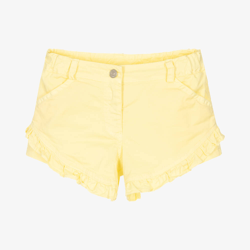 Lapin House - Girls Yellow Cotton Frill Shorts | Childrensalon