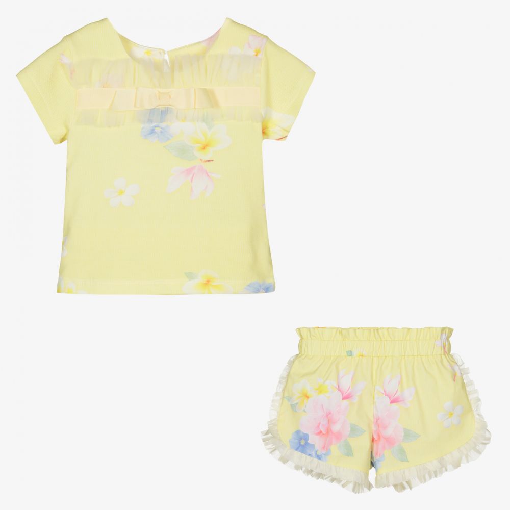 Lapin House-Girls Yellow Cotton Shorts Set | Childrensalon Outlet