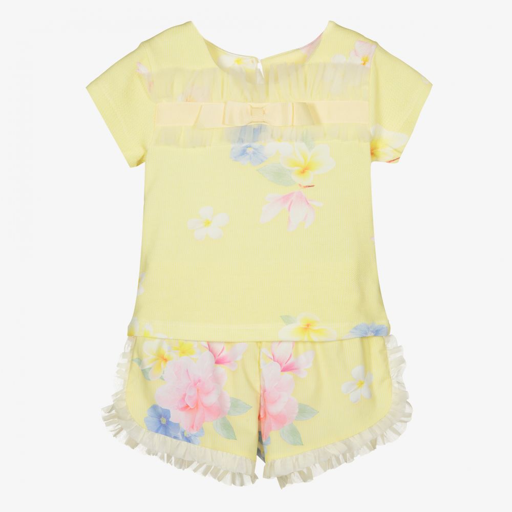 Lapin House-Girls Yellow Cotton Shorts Set | Childrensalon Outlet