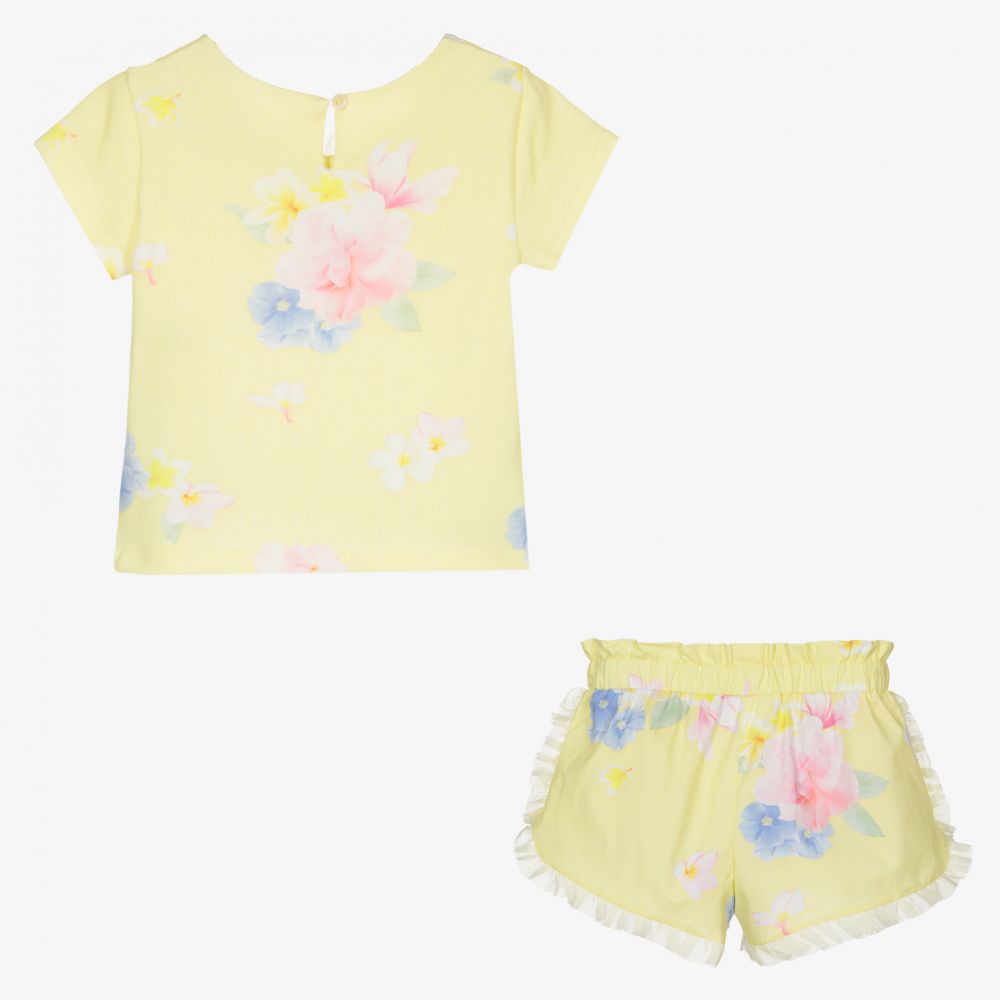 Lapin House-Girls Yellow Cotton Shorts Set | Childrensalon Outlet