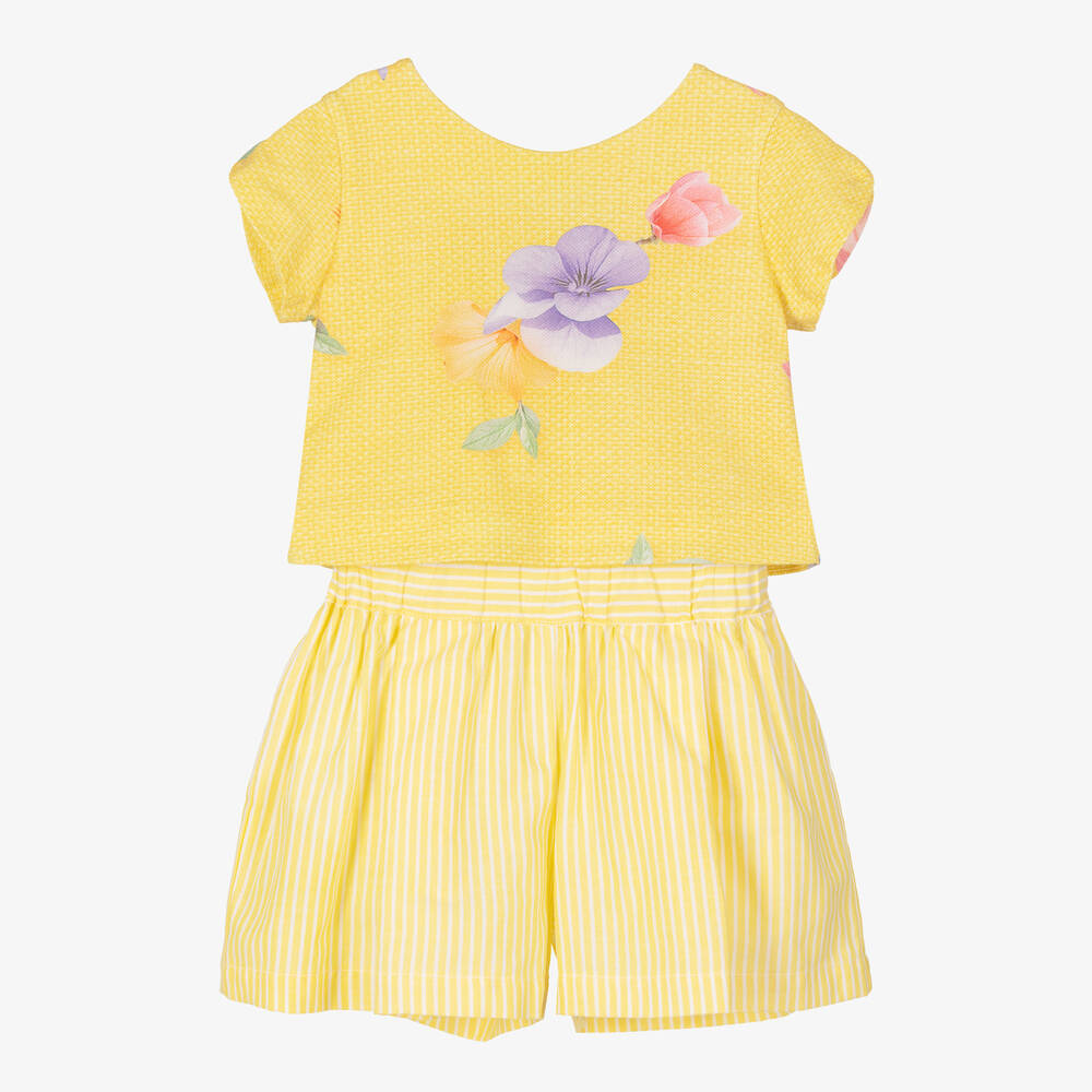 Lapin House - Gelbes Blumen-Top & Shorts Set | Childrensalon