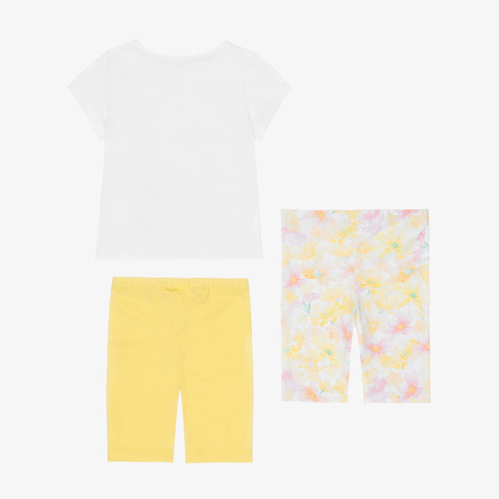 Lapin House-Girls Yellow Floral Cotton Shorts Set | Childrensalon Outlet