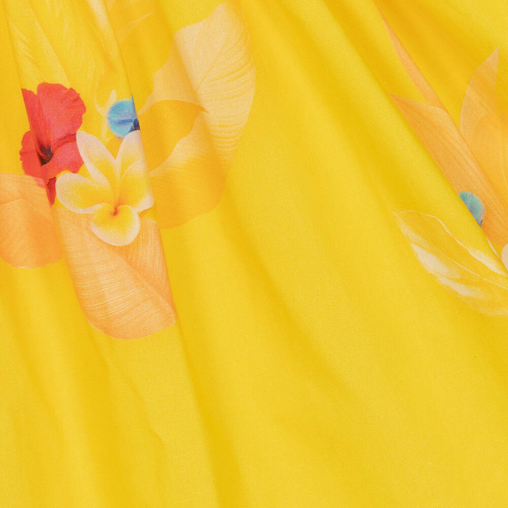 Lapin House-Girls Yellow Flower Print Cotton Dress | Childrensalon Outlet