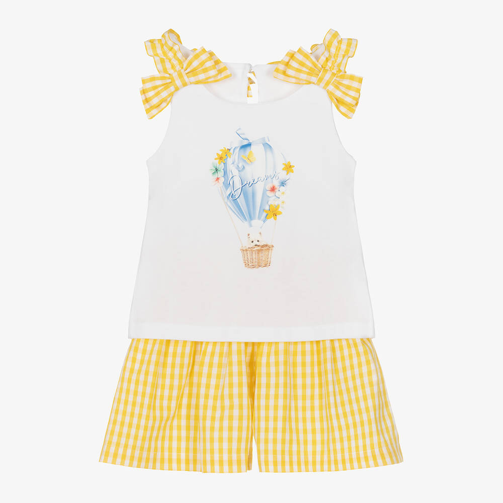 Lapin House-طقم شورت قطن جيرسي لون أصفر للبنات | Childrensalon Outlet