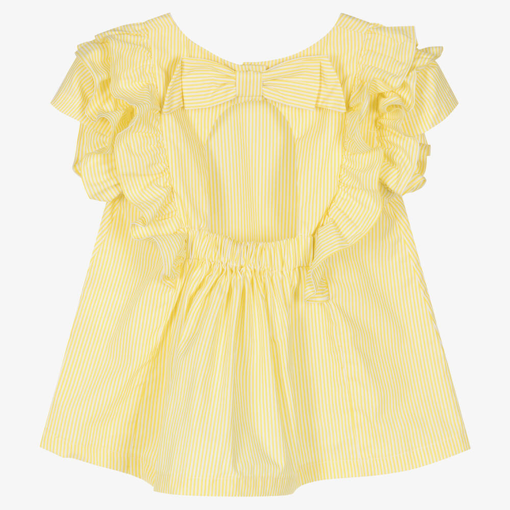 لابين هاوس-بلوز قطن بوبلين مقلم لون أصفر وأبيض للبنات | Childrensalon Outlet